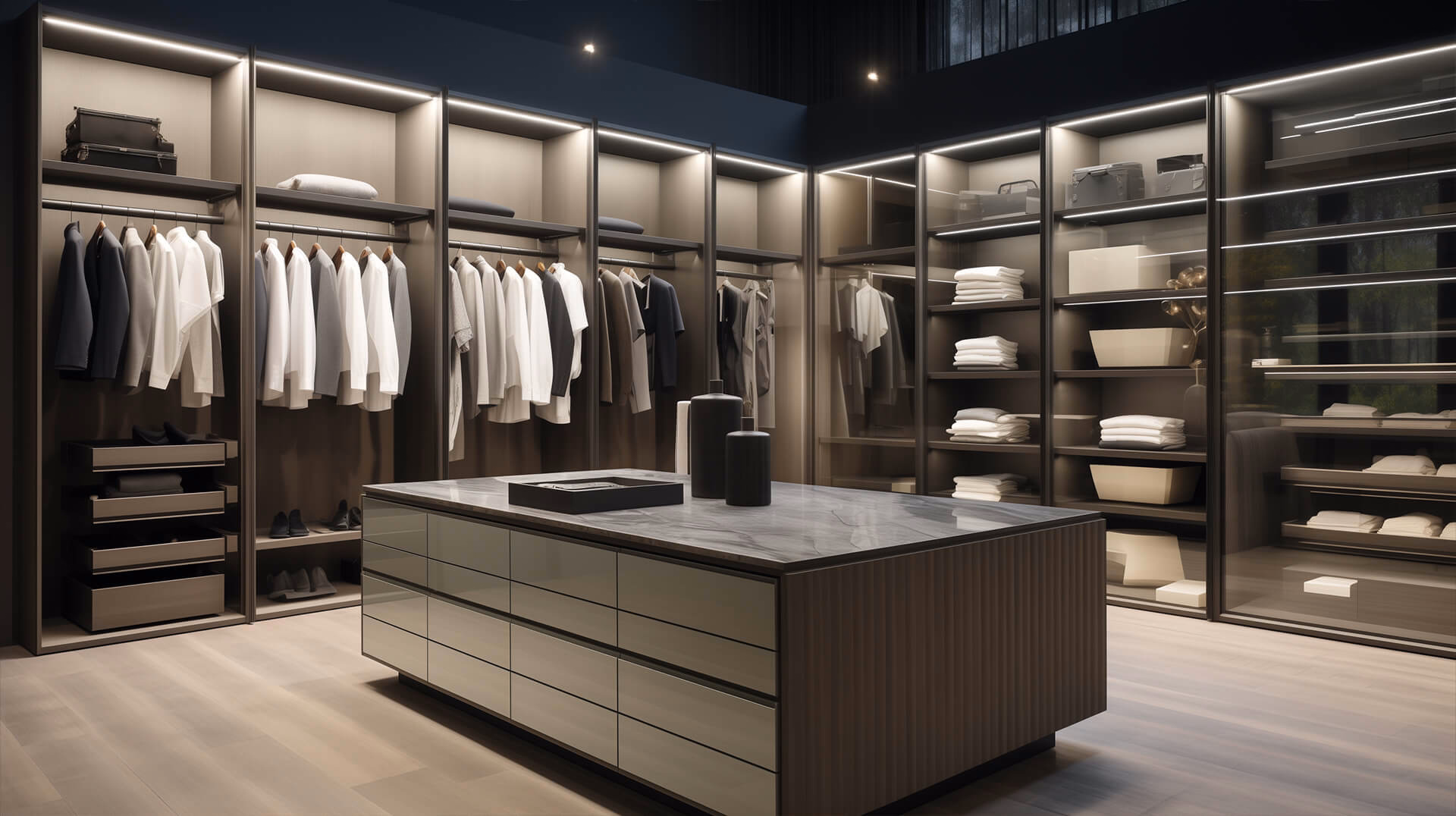 Walk-in closet overview